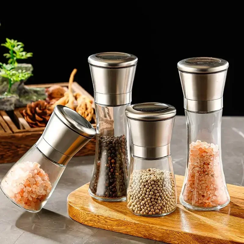 304 Stainless Steel Salt and Pepper Grinder,With Steel Frame,Spice Shakers,Manual Grinder,Kitchen Seasoning Bottle,Grinding Tool