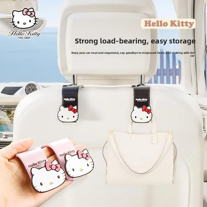 

Hello Kitty Car Seat Headrest Hook 4 Pack Hanger Storage Organizer Universal for Handbag Purse Coat Fit Universal Car Black