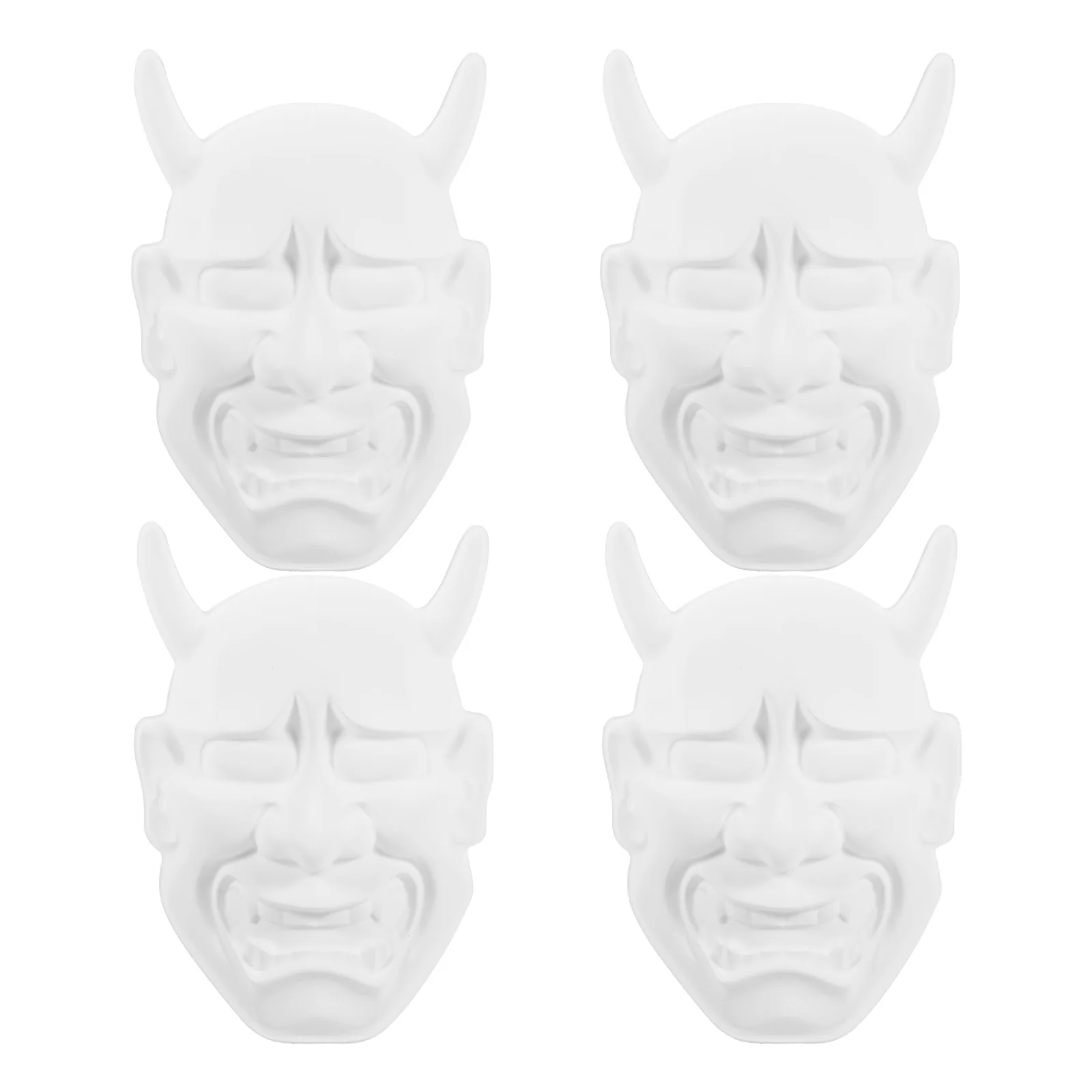

4 Pcs Monster Masks PVC Unpainted Blank White DIY Craft Decor for Kids Halloween Cosplay Masquerade Party Accessories