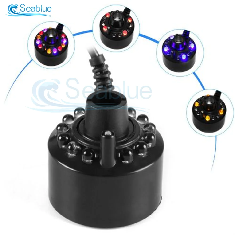 Imagem -04 - Led Colorido Ultrasonic Mist Maker Nevoeiro Água Fonte Lagoa Atomizador Umidificador Atomizador Spray Head Acessórios Fogger dc 24v 12