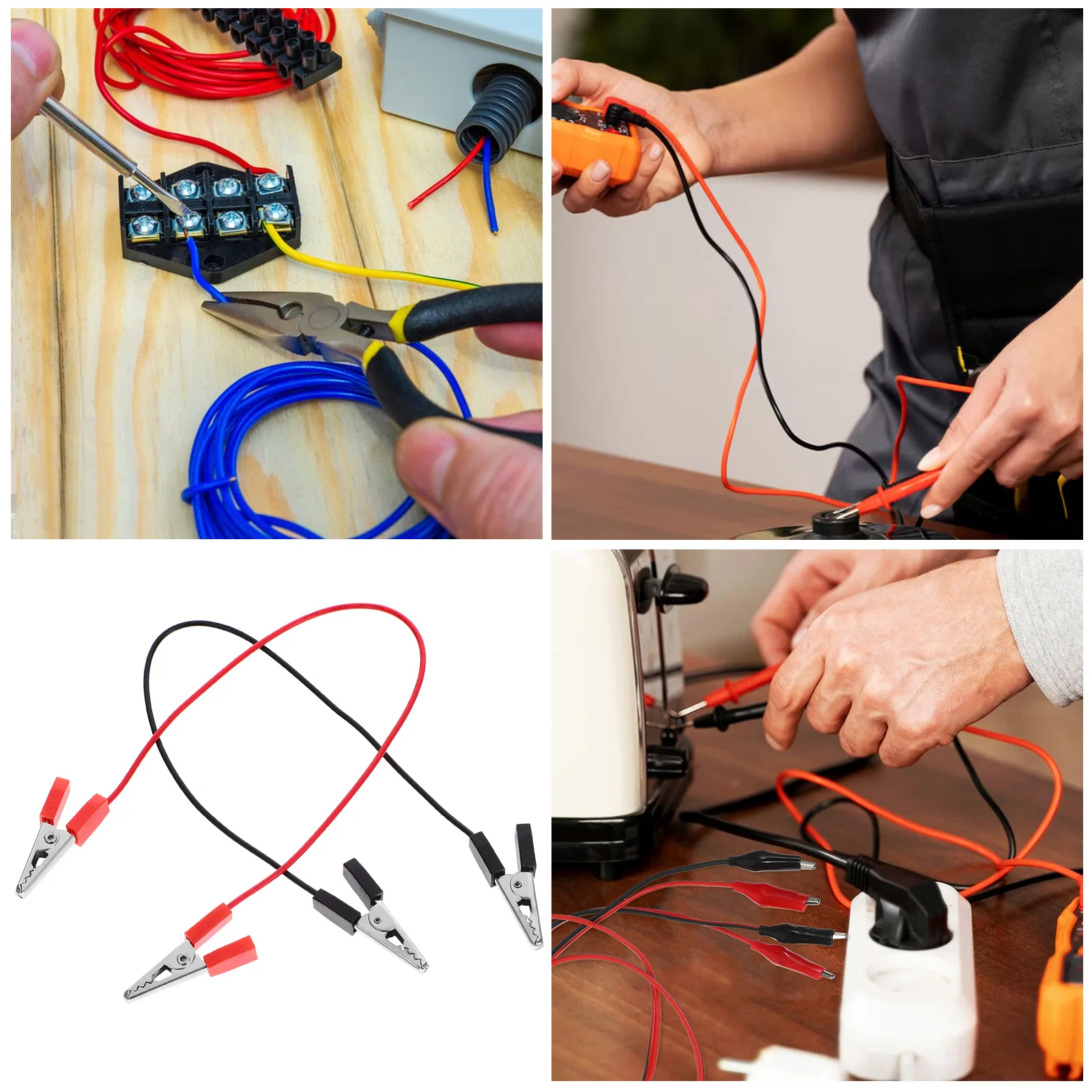 

8pcs Double-Headed Alligator Clip Wires Insulated Copper Electronic Circuit Experiment Physics School Lab Equipment PVC Iron