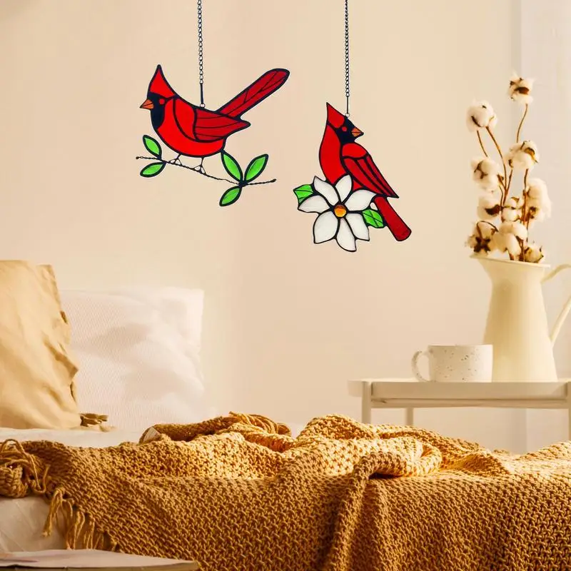 Light Catchers for Window 2 Pieces Acrylic Bird Decor Holiday Decorations Portable Garden Sun Catcher for Living Room Balcony