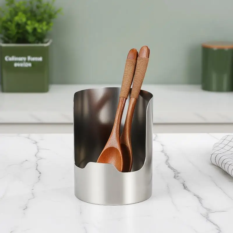 Stable Stainless Steel Spoon Holder Easy To Clean Stainless Steel Spatula Holder Heat-Resistant Soup Spoon Rack Dinning Table