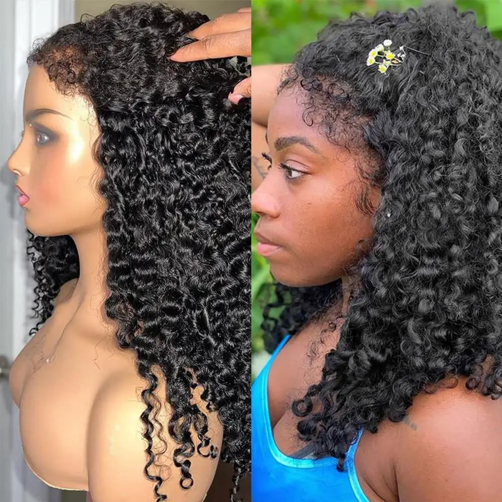 Kinky Curly 13x4 Lace Front Human Hair Wigs For Women Brazilian Deep Curly Lace Frontal Wig Wet And Wavy For Black Women