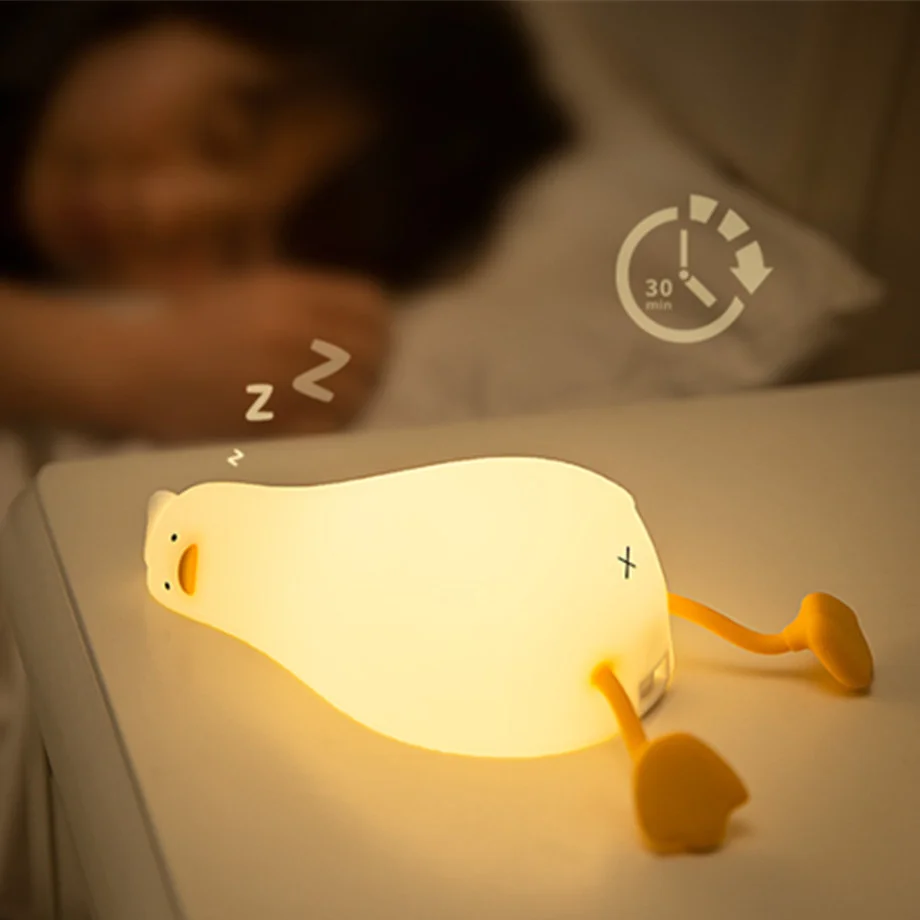 Imagem -03 - Silicone Squishy Duck Lamp For Children Led Night Light Recarregável Dormindo Criativo Quarto Desktop Decor Holiday Gift