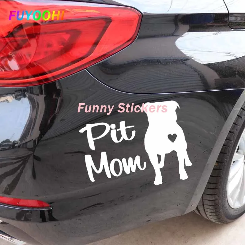 FUYOOHI Funny Stickers Exterior Accessories Animal Vinyl Decal Car Sticker Pit Mom Pit Bull Pitbull Dog Black/white Decals