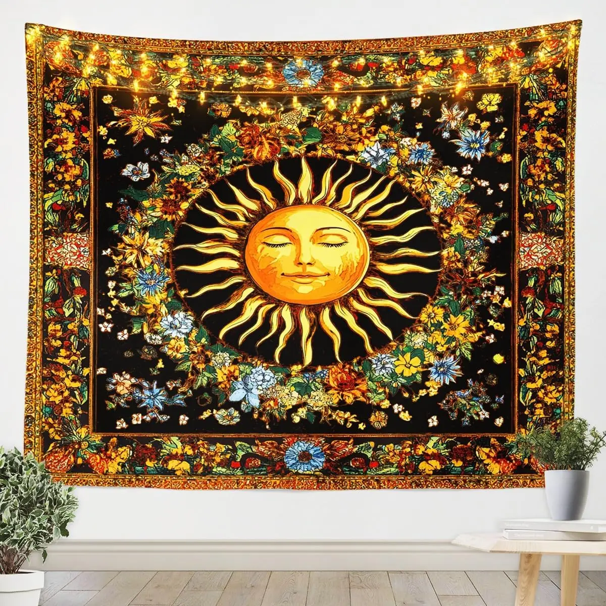 Boys Girls Sun Moon Wall Hanging Boho Exotic Tapestry for Living Room Kids Bohemian Wall Blanket Galaxy Teens Wall Art Bedroom