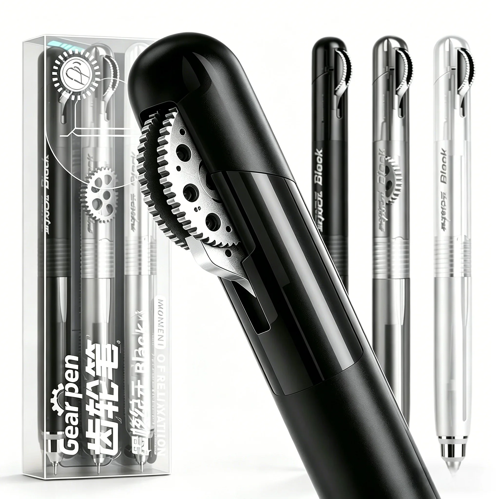 Gear Pen Fidget Gel 0.5mm Black Ink Retractable Ballpoint Low Gravity Smooth Writing Fidget Ballpoint Pen