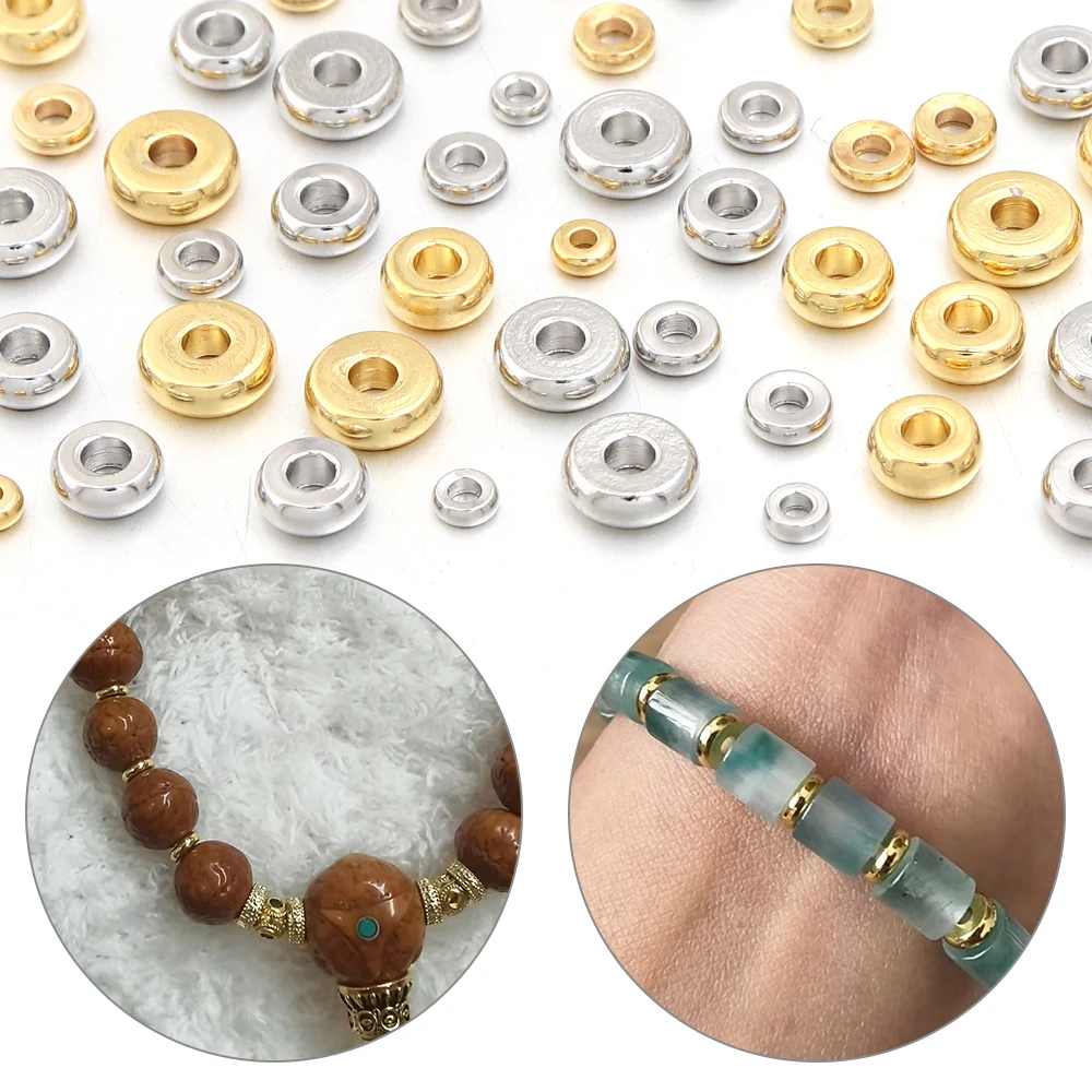 10-20pcs/lot 3/4/5/6mm Brass Flat Round Spacer Beads Washers Loose Wheel Beads for DIY Bracelet Necklace Jewelry Making Findings