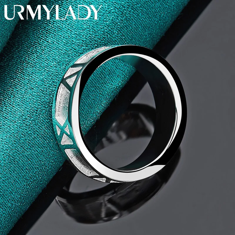 URMYLADY 925 Sterling Silver Hollow Round Roman Numeral Ring for Women Men Wedding Engagement Fashion Jewelry