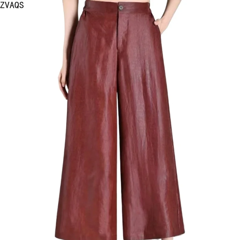 

ZVAQS 100% Mulberry Silk Woman Pants 2026 Loose Xiangyunsha Women Pants Wide Leg Cropped Middle-aged Plus Size Trousers Штаны