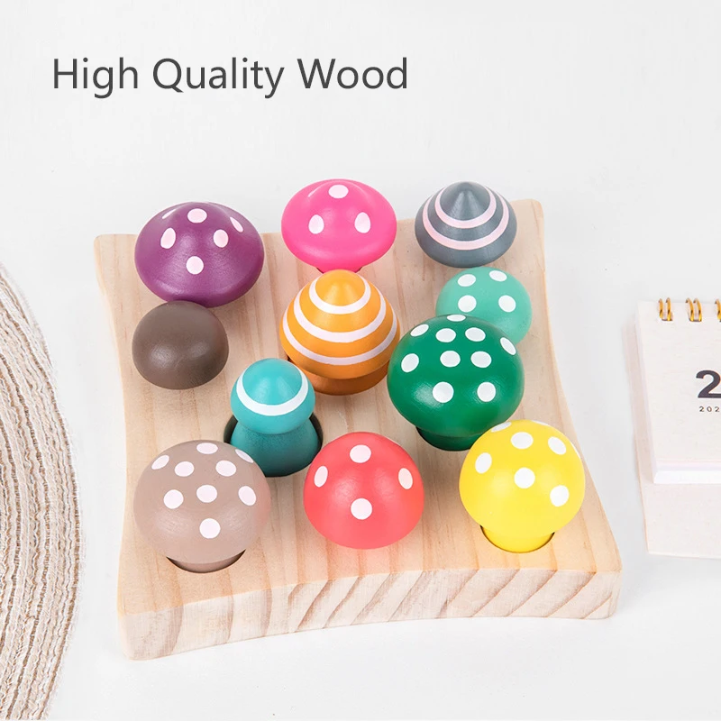 Baby Teaching Aids Counting Game Montessori Rainbow Block Mushroom Math Toy Educational Learning Toy Toddler Fine Motor Training