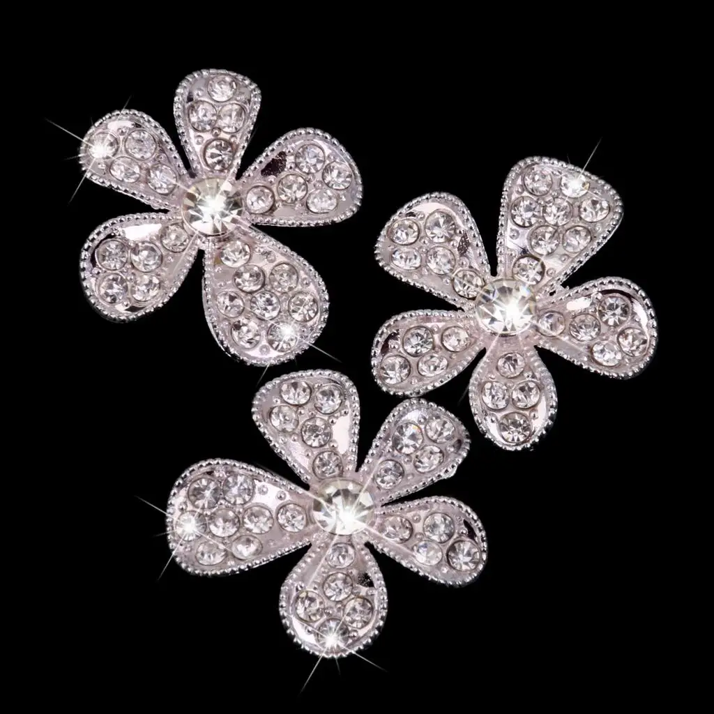 Crafts Embellishments Crystal Alloy Rhinestone Charms Flower Buttons Gift Garments Headband DIY Pack of 10PCS