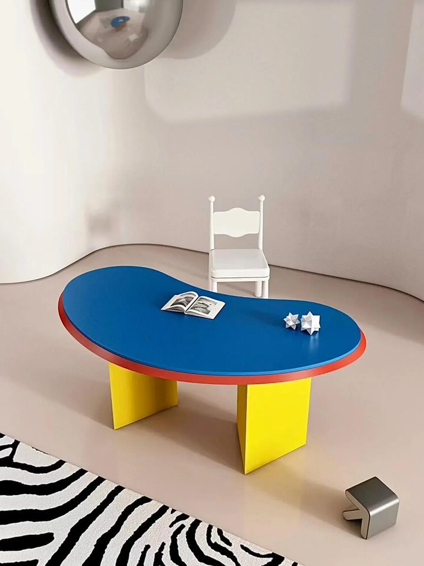 Medieval style minimalist special-shaped dining table household small apartment designer desk dopamine office workbench