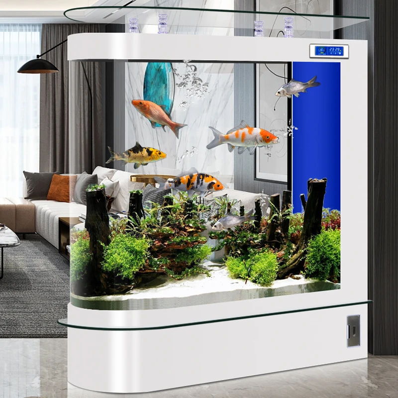 

Bullet fish tank home living room medium and large fish tank aquarium glass floor-to-ceiling screen partition ecological goldfis