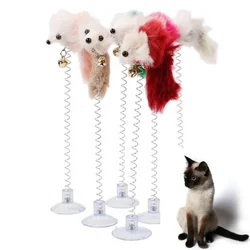 Cartoon Pet Cat Toy Stick Feather Rod Mouse Toy con Mini Bell Cat Catcher Teaser Interactive Cat Toy Kitten muslimesc.