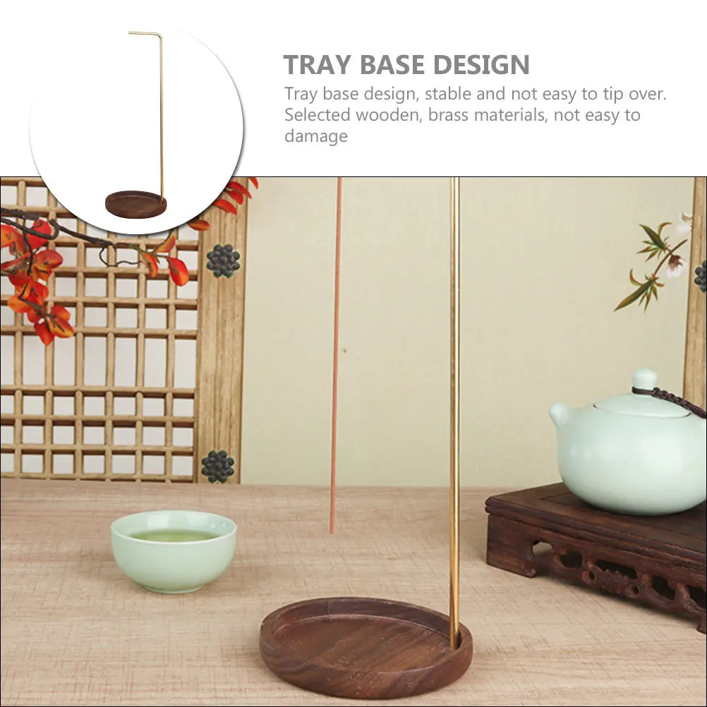 

Reverse Incense Sticks Holder Wooden Brass Tray Base Hanging Desktop Incense Burner Home Decor Burner