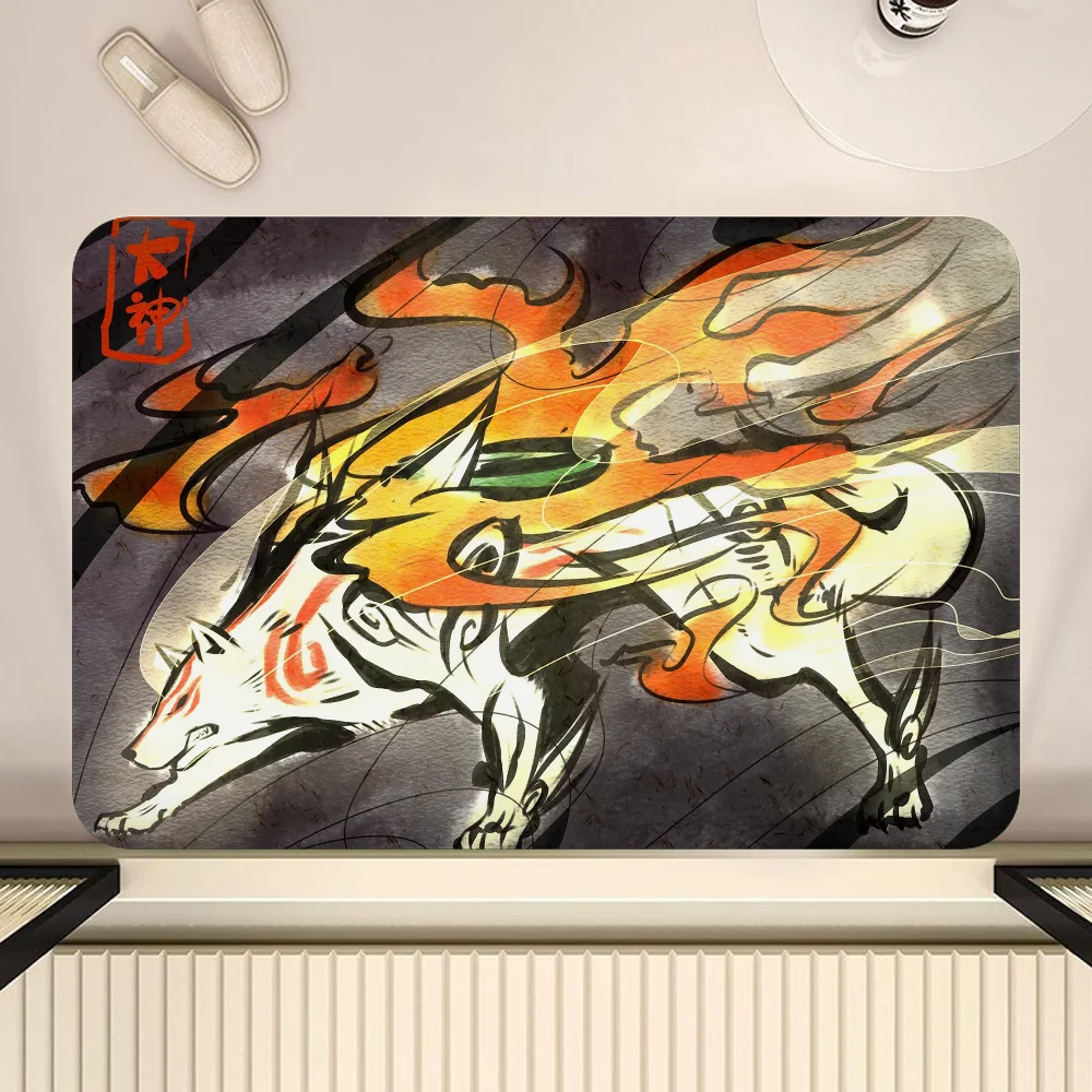 Video Game Okami Japanese Culture Bath Mat Kids Room Bedroom Decoration Balcony Anti-Slip Doormat Living Room Alfombra