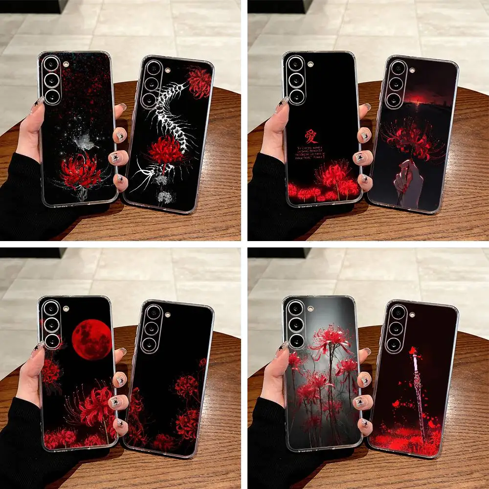 Tokyo-Red Spider Lily-Ghoul Clear Soft Silicone Phone Case for Samsung Galaxy A71, A70, A52, A51, A40, A30