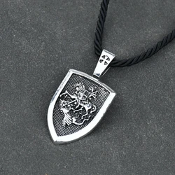 1PCS Dropshipping Men Necklace ST.GEORGE ON HORSE KILLS DRAGON Protect US Saint Shield Protection Cross Pendant Talisman Jewelry
