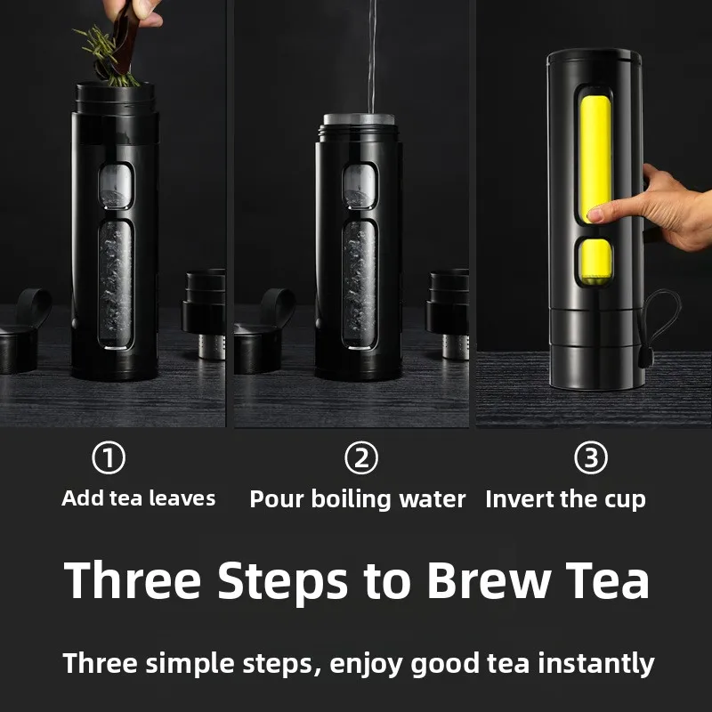 High-End Double-Layered Glass Tea Water Separation Tea Cup Men's Women's Heat-Insulating Cup Anti-Fall Suitable for Brewing Tea