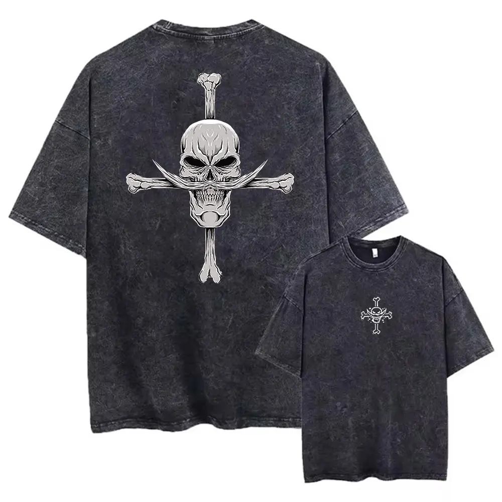 

Harajuku Vintage Tshirt Streetwear Japanese Anime Graphic Print Washed Short Sleeve Oversized T-Shirt Men Casual Tees Tops