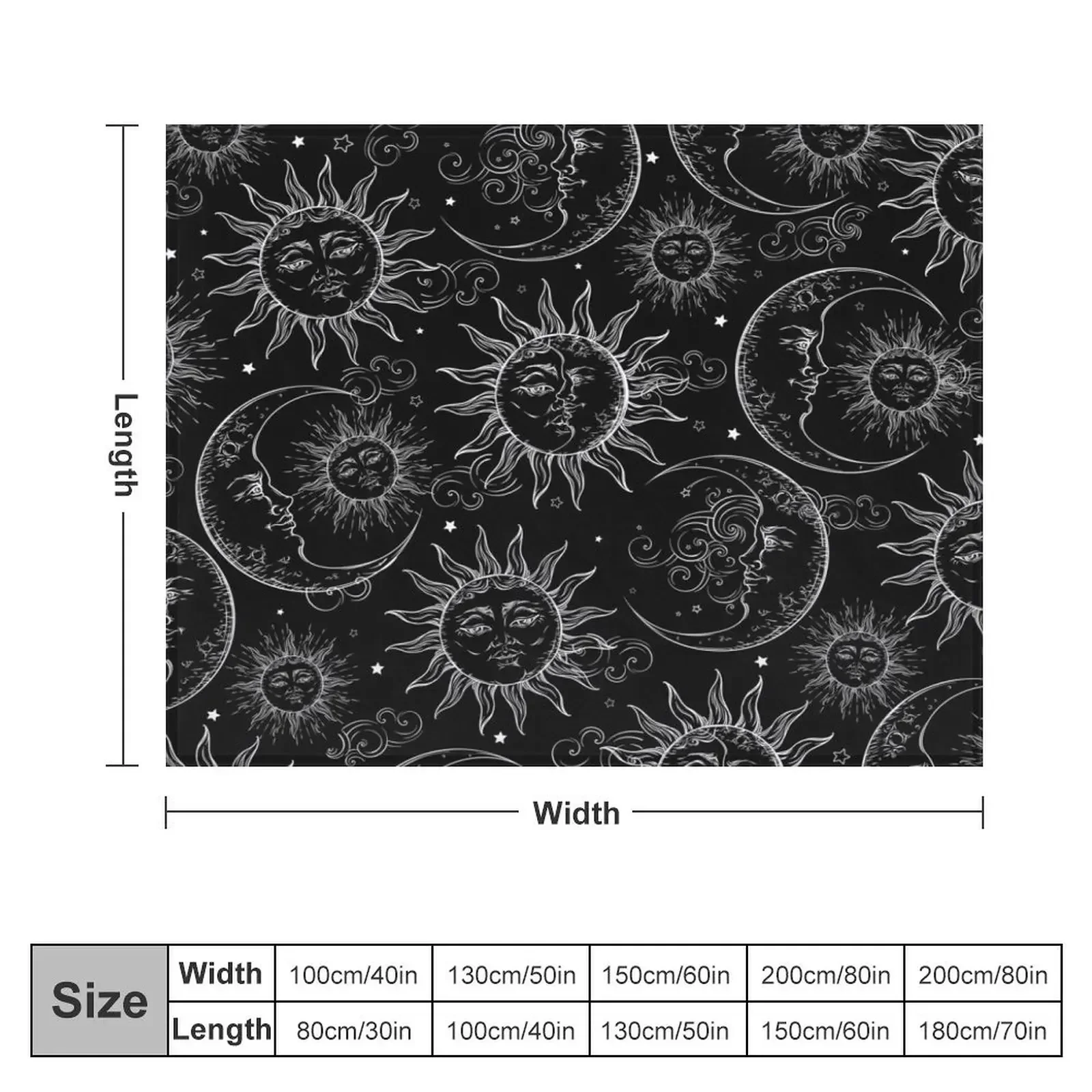 Black Magic Celestial Sun Moon Stars Throw Blanket Stuffeds warm for winter Flannel Blankets