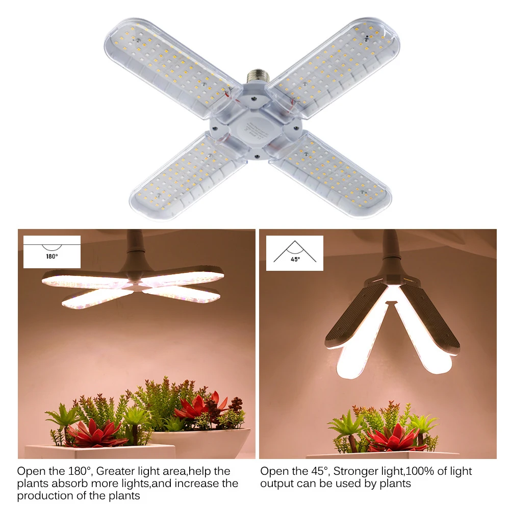 24W 36W 48W Foldable Grow Light LED Full Spectrum E27 Plant Growing Light Phytolamp Bulb For Indoor Plants Flower Seedling Grow