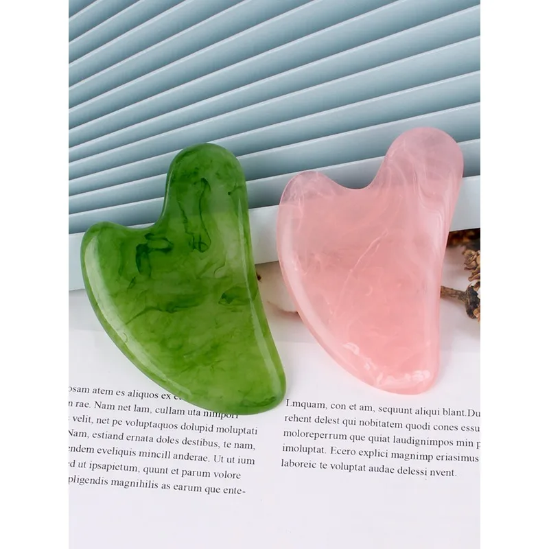 Порошковый кристалл Гуа Ша, косметическая массажная доска, массажер для лица в форме сердца, таблетка Гуа Ша, треугольный меридиан, инструмент для красоты, спа