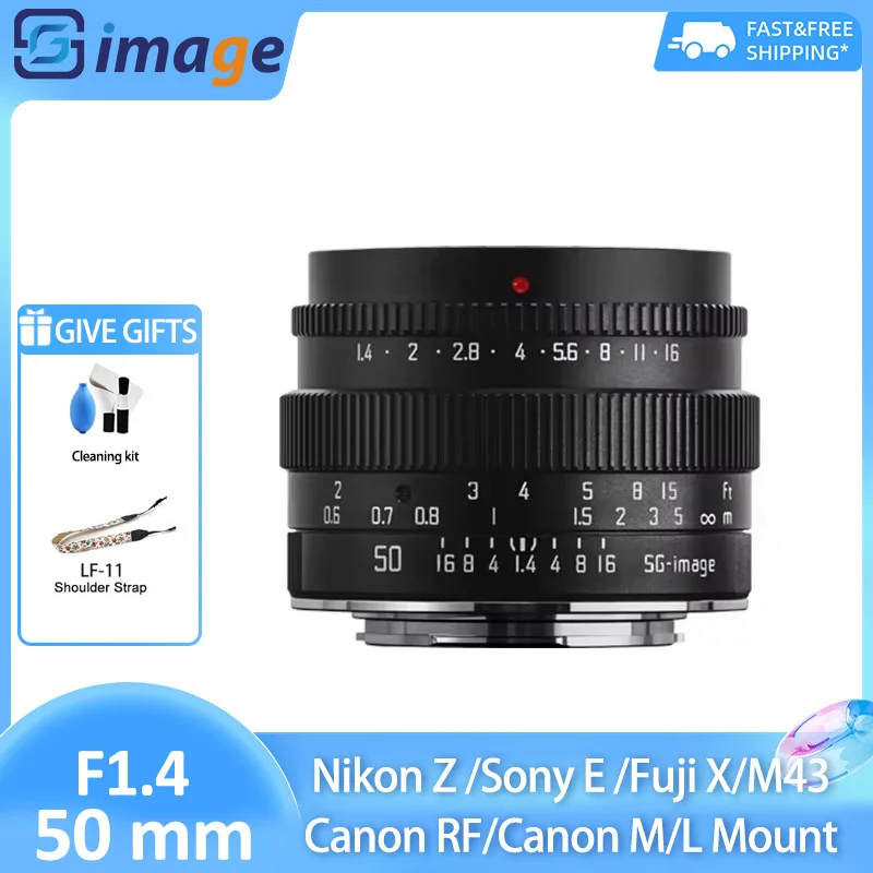 SG Image 50mm F1.4 Large Aperture Manual Prime Lens for Sony E Nikon Z Canon R Canon EOS M Fuji X M43 Sigma L A7C ZFC a6400 xt5