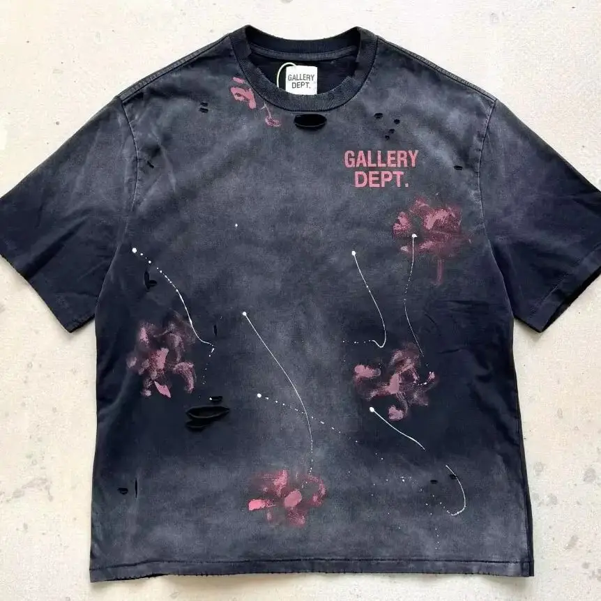 GALLERY DEPT California limited street ink graffiti T-shirt loose old damage short sleeve Tee