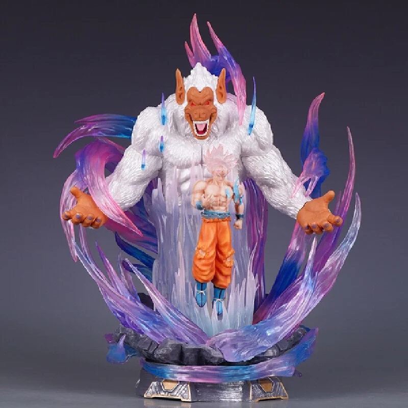 Dragon Ball New Product Three Head Carving Luminous Great Ape King Goku Gk Statue Model Handmade Giant Mighty Battle Pose Orname