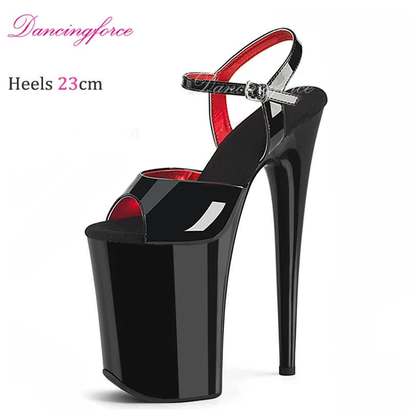Wine 23CM/9inches Sexy  Stripper Platform Pole Dance Shoes Women Ultra High Thin Heels Cosplay Sandals Sandalias