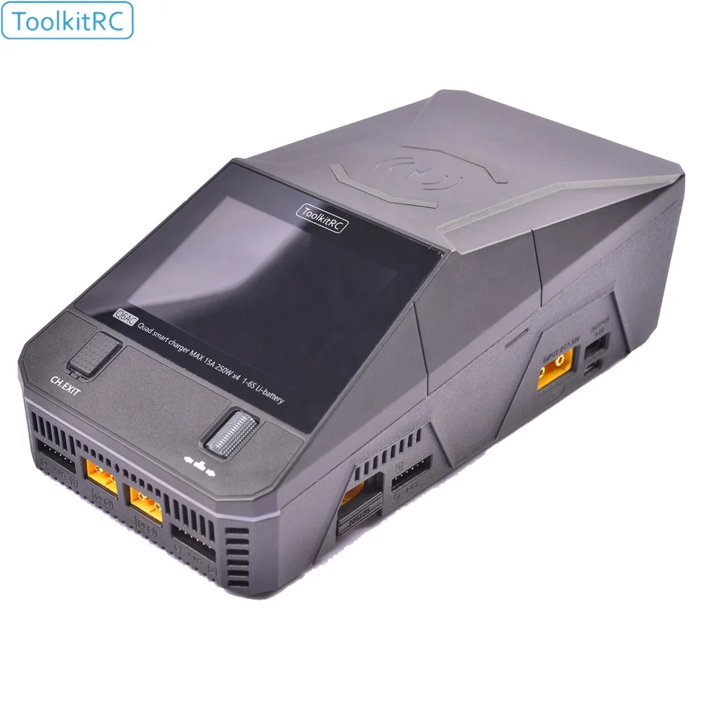 Uangel ToolkitRC Q6AC cargador AC 400W DC 1000W 4CH salida integrada 65W salida USB 15W cargador inalámbrico para batería LiPo NiMH PB