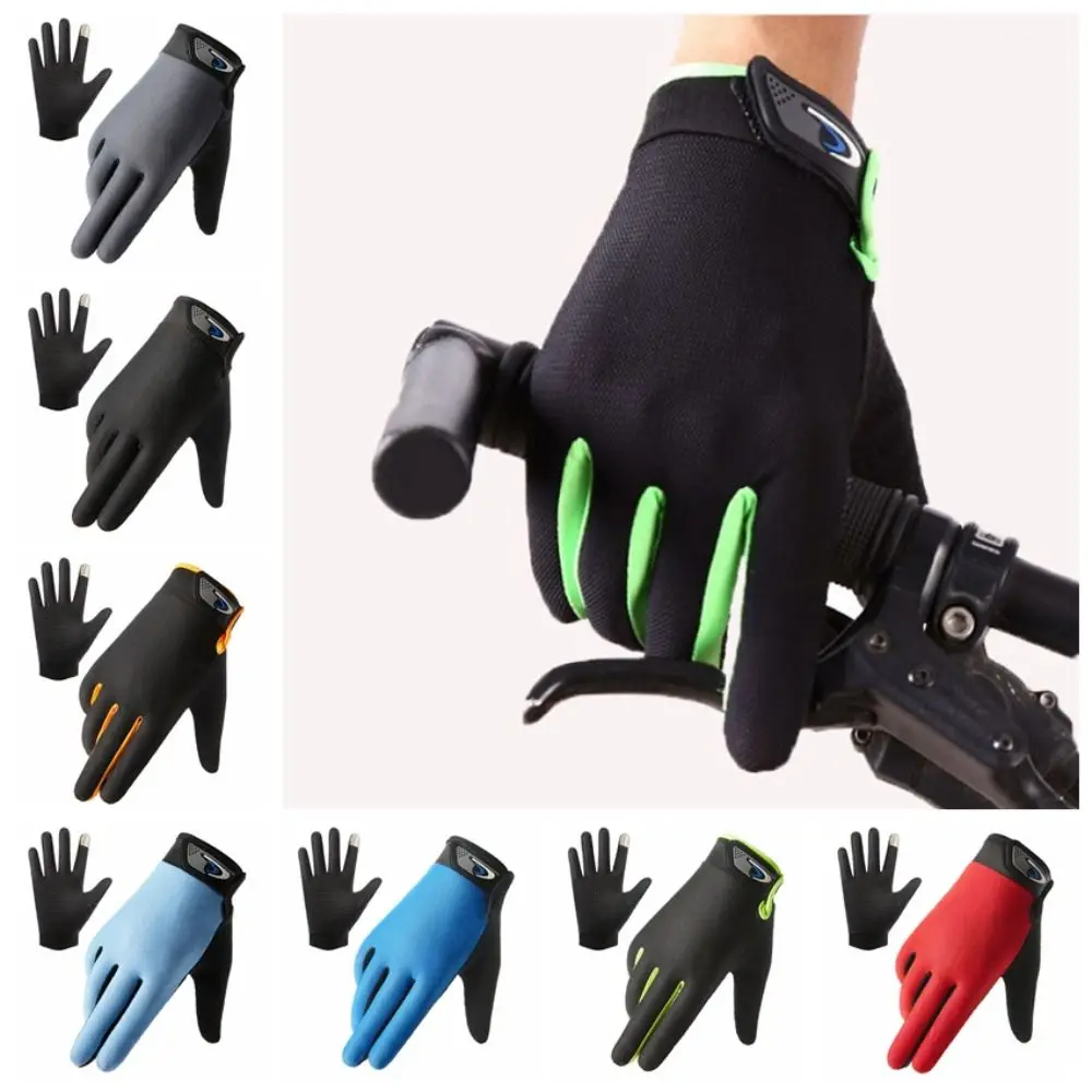 

Comfortable Full Finger Cycling Gloves Thin Ice Silk Full Finger Gloves Sun Protection Silicone Non-slip Fishing Gloves Sports