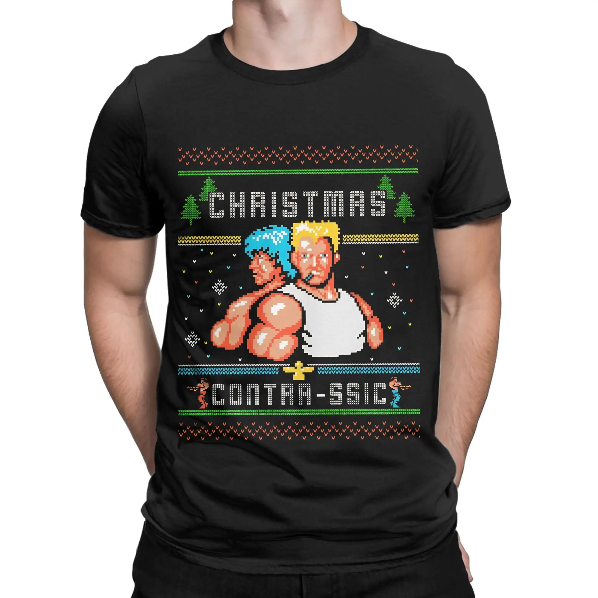 Chritmas Contrassic Classic Shirt Funny Graphic 100% Cotton T-Shirt Contra NES Tops Tees For Men