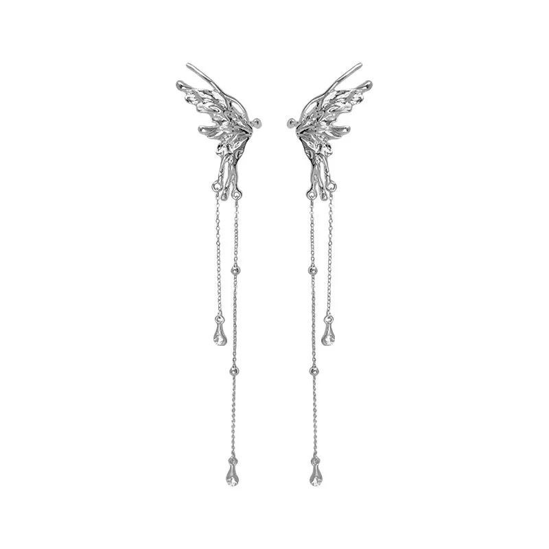 Boucles d'oreilles en métal pour filles, accessoire de boucle d'oreille, clou de plume de papillon exquis, bague d'oreille féminine, conception minoritaire