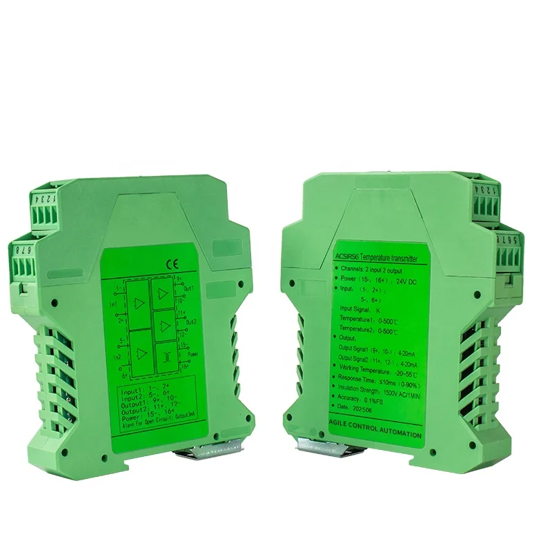 1 in 1 Out  Thermocouple Temperature Transmitter 4-20mA 0-10V K S J E B T Type  0-1300℃ Thermocouple Temperature Transducer