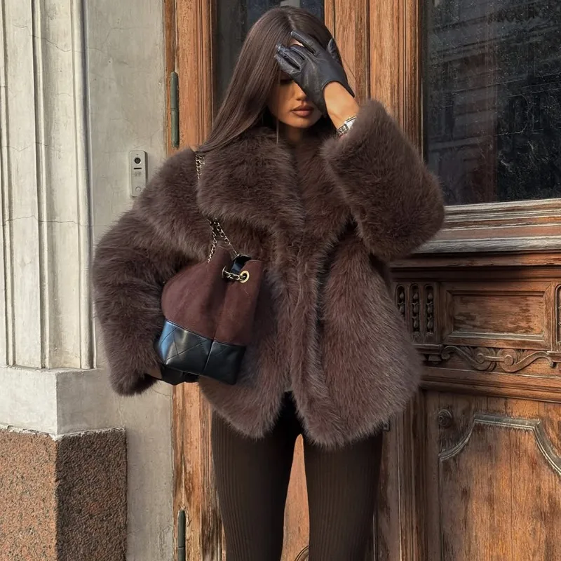 سترات من الفرو السميك باللون الأبيض غير الرسمي من Tuularose بأكمام طويلة ورقبة على شكل V للخريف والشتاء معاطف من الفرو الصناعي موضة 2025 ملابس خارجية