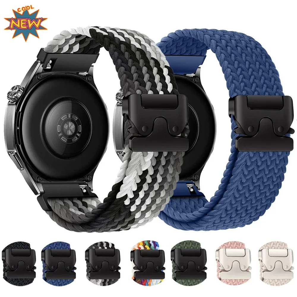 Cinturino in nylon per Huawei Watch GT5 Pro 46mm Anello intrecciato Paracadute Fibbia sostituibile Correa per cinturino Samsung Watch 7 6 5 4