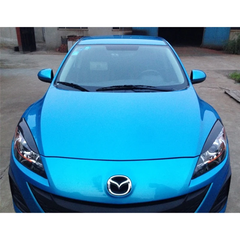 Carbon Fiber Car Headlight Eyebrows Cover Trim Sticker Head Lamp Eyelid For Mazda 3 M3 2010 - 2013 Fiber Glass Matt Black Primer
