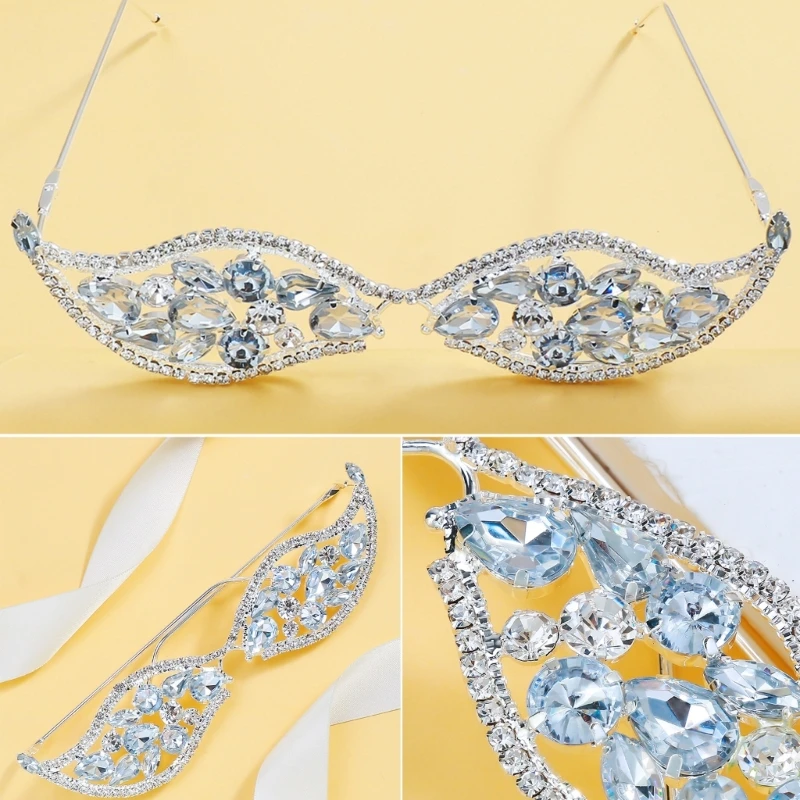 Elegant Crystal Glasses Frame Glittering Rhinestones Face Jewelry Frame for Party Street Wedding Eyeglasses Frame