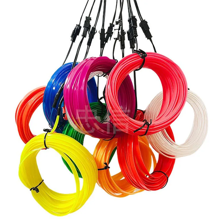 أضواء شريطية محيطة LED داخلية للسيارة (1 م/5 م) - محرك USB EL سلك إضاءة نيون مصباح مرن يمكنك صنعه بنفسك لجو الحفلات التلقائية #5