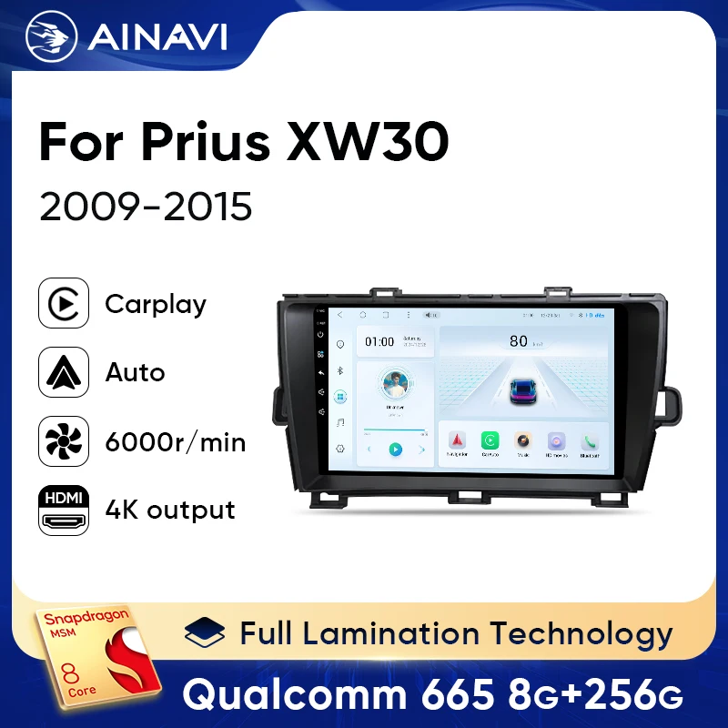 

Ainavi Car Radio For Toyota Prius 2009-2015 XW30 Car Multimedia Wireless Carplay Android Auto Radio Navigation HDMI OUT 2 DIN
