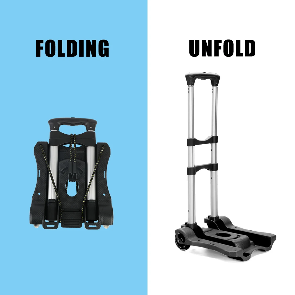 Portable 35kg Two-wheel Trolley Heavy Duty For Home Travel Shopping Folding Luggage Cart Foldable Barrow