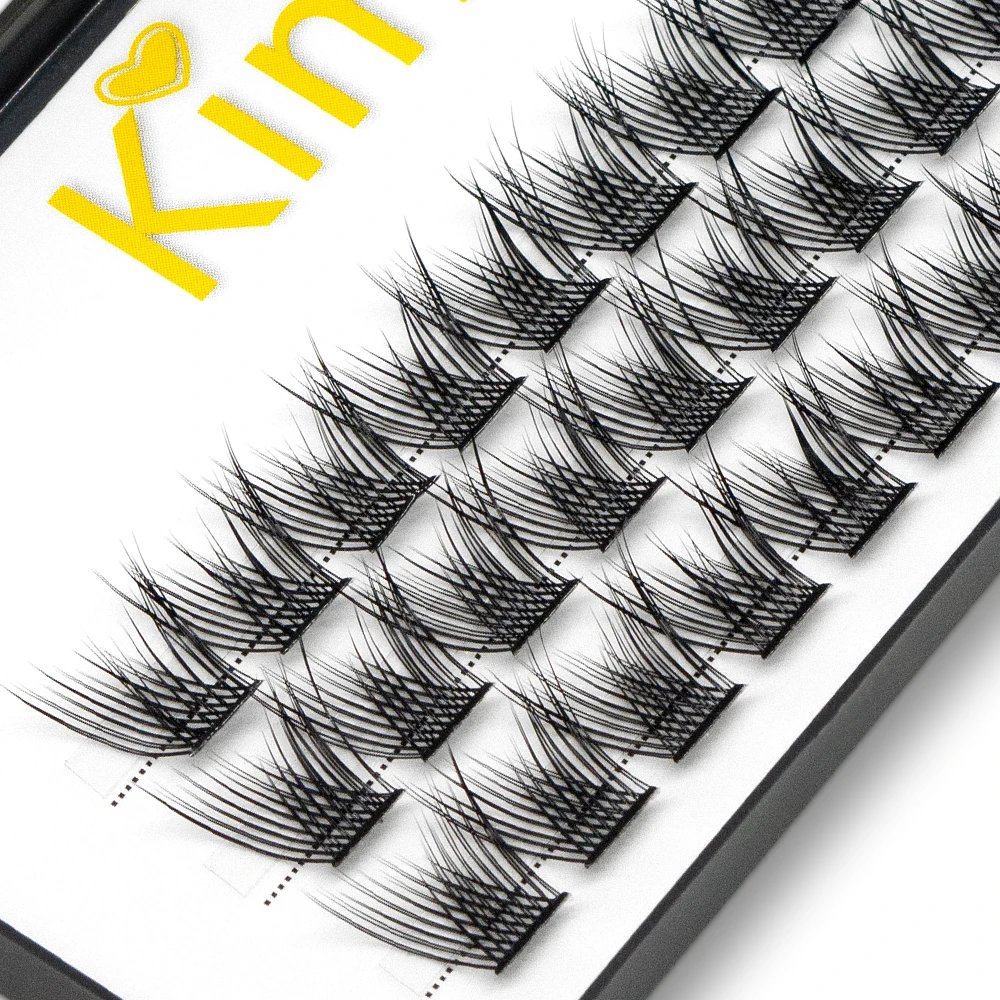 Kimcci  Natural Segmented False Bundles Eyelash Extension Soft Ribbon Segmented False Bundles Eyelashes DIY Individual Clusters