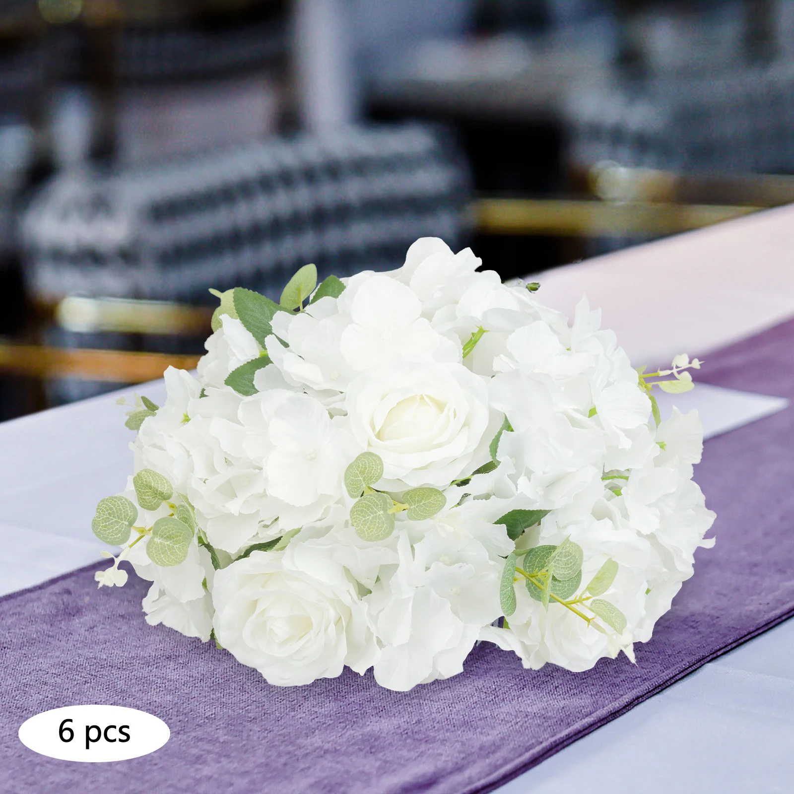 

6 PCS Artificial Flower Ball Decor - Floral Arrangement Centerpiece for Party, Home DIY Craft | Realistic Fake Rose Bouquet Ball