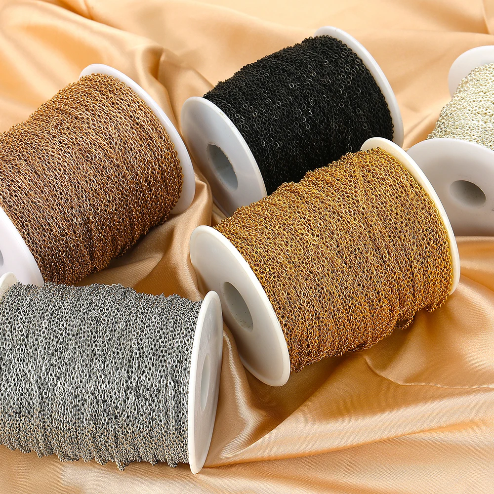 2 미터 페이드 없음 스테인레스 스틸 1/1.5/2mm 너비 크로스 체인 링크 체인 목걸이... - 2