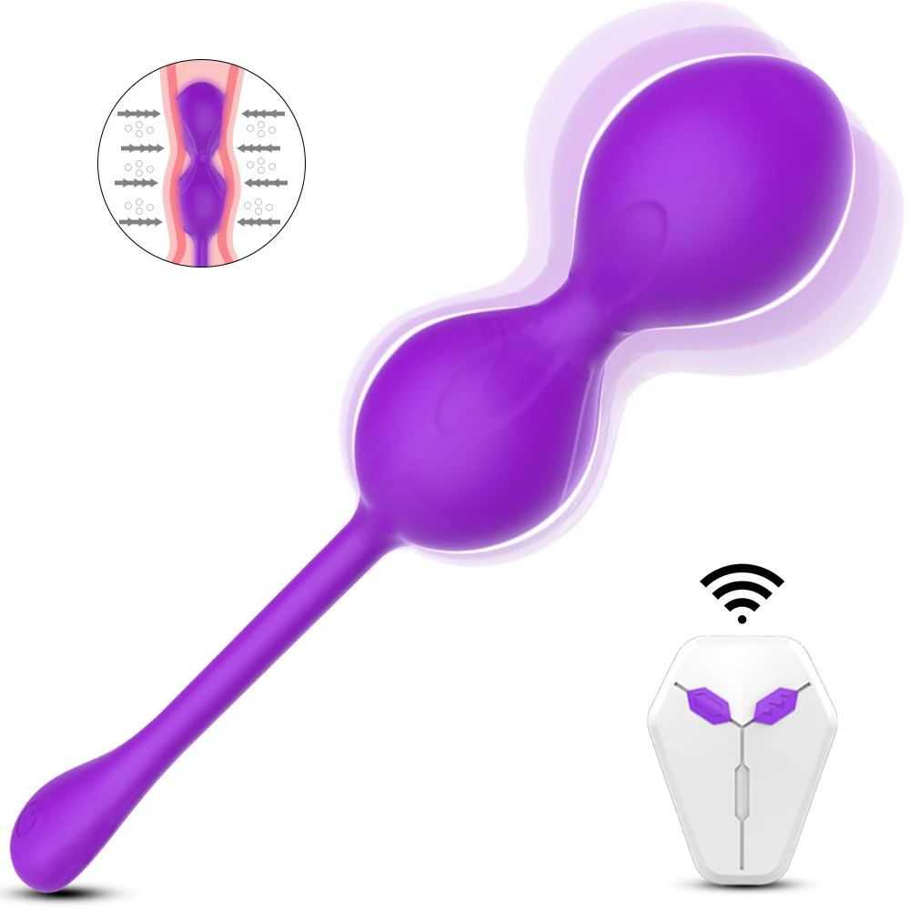 Silicone télécommande en forme de vagin Double boules balle vibrateur jouets sexuels Kegel exercice saut oeuf pour les femmes