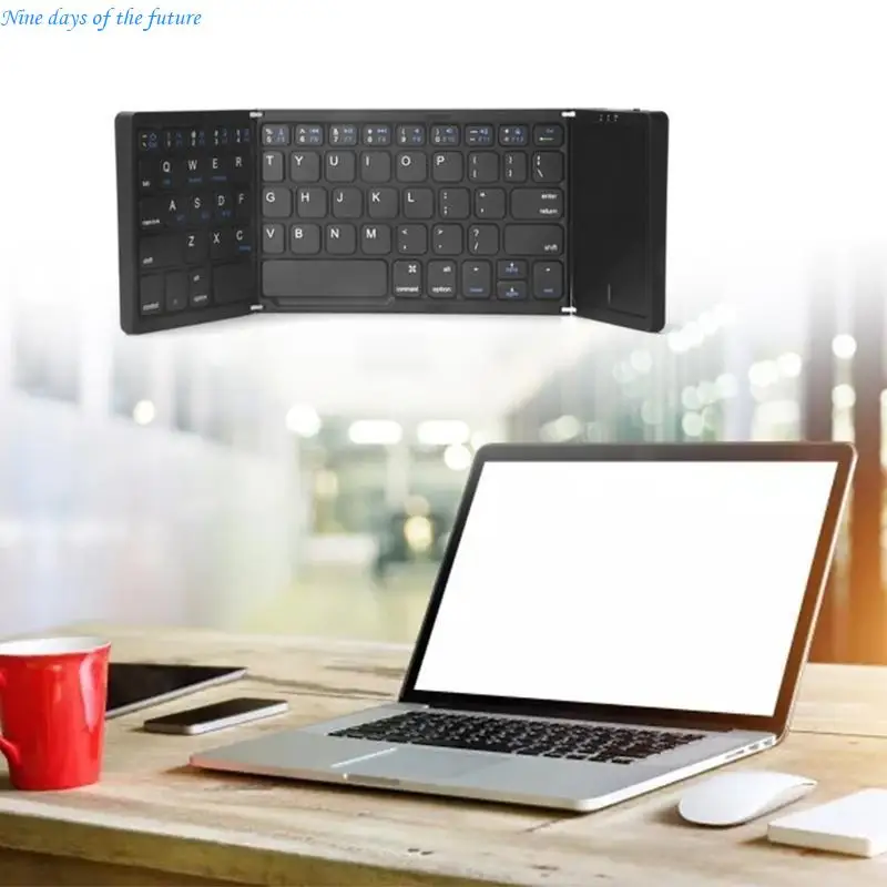 

Triple Fold Wireless Keyboard Bluetooth-compatible5.1 With Press Touch- Pad Multi-System Rechargeable for Phone Tablet E65A